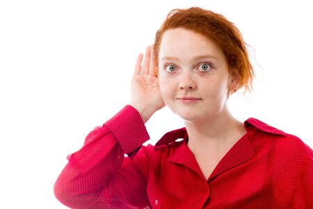 Model in studio isolated on white backgroundの写真素材