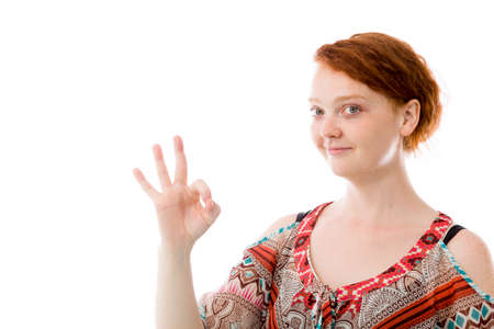 Model in studio isolated on white backgroundの写真素材