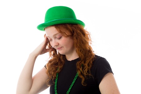 Model in studio isolated on white backgroundの写真素材