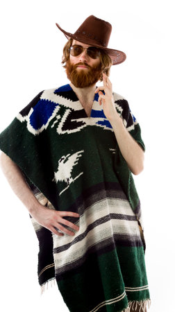 Model in studio isolated on white backgroundの写真素材