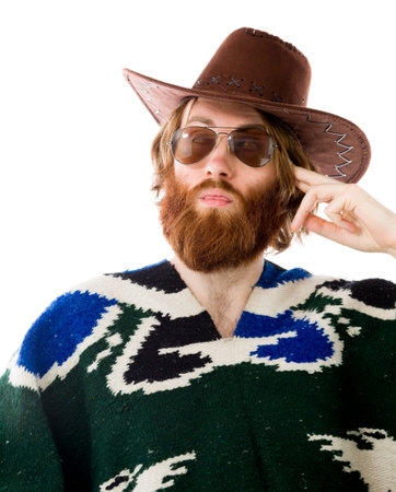 Model in studio isolated on white backgroundの写真素材