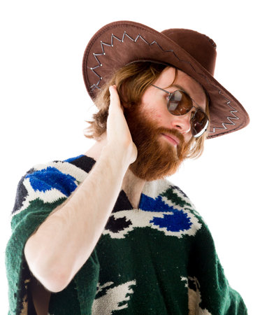 Model in studio isolated on white backgroundの写真素材