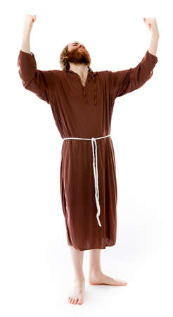 Model in studio isolated on white backgroundの写真素材