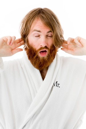 Model in studio isolated on white backgroundの写真素材