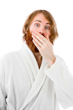 Model in studio isolated on white backgroundの写真素材