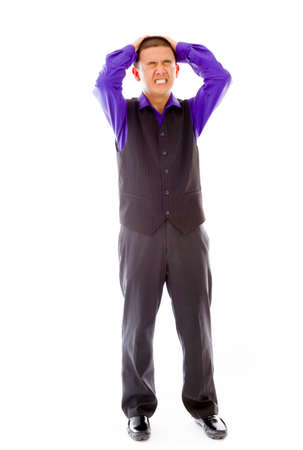 Model in studio isolated on white backgroundの写真素材