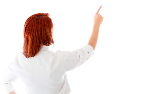 Model in studio isolated on white backgroundの写真素材