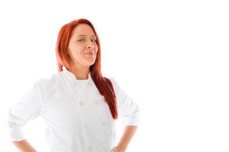 Model in studio isolated on white backgroundの写真素材