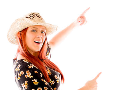 Model in studio isolated on white backgroundの写真素材