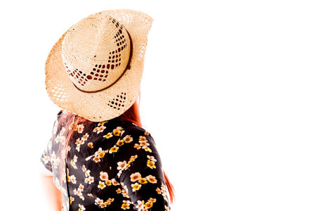 Female Model looking isolated on white backgroundの写真素材