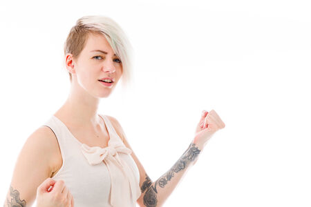 female Model isolated on white backgroundの写真素材