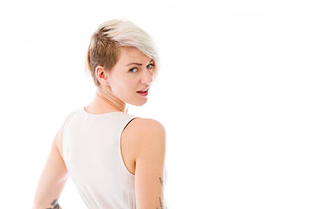 female Model isolated on white backgroundの写真素材