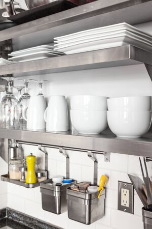 Crockery arranged in a domestic kitchencolor image, canon 5DmkIIのeditorial素材