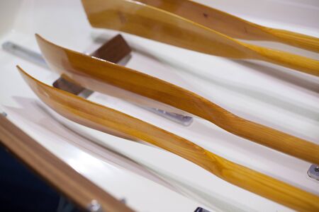 Oars in a rowing boatの写真素材