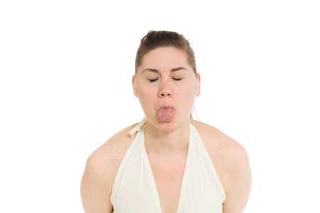 Model isolated sticking tongue outの写真素材