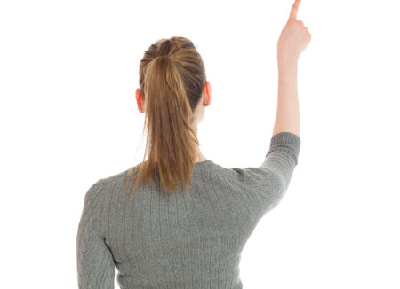 Model isolated back pointingの写真素材