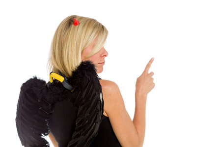 Model isolated back pointingの写真素材