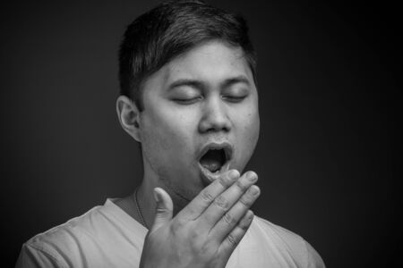 Model tired yawningの写真素材