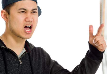 Model angry scolding and pointing