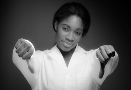 Model negative thumbs downの写真素材