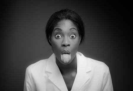Model isolated sticking tongue outの写真素材