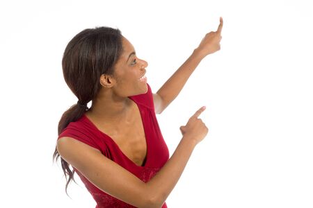 Model isolated pointingの写真素材