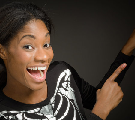 Model isolated pointingの写真素材