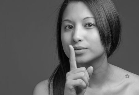 Model isolated with a secretの写真素材