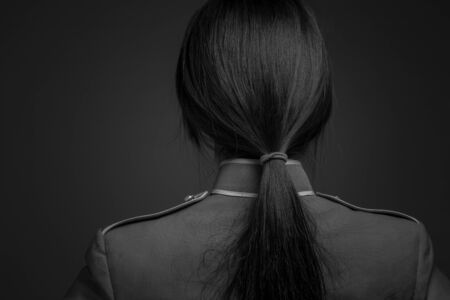 Model isolated showing her backの写真素材