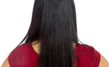 Model isolated showing her backの写真素材