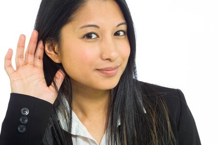 Model listening paying attentionの写真素材