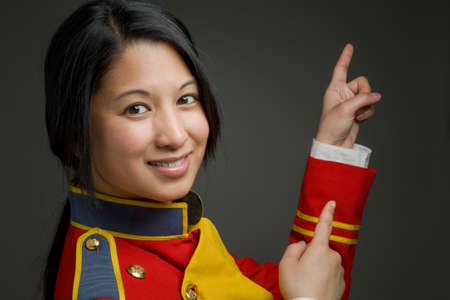 Model isolated on plain background in studioの写真素材