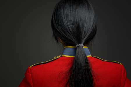 Model isolated showing her backの写真素材