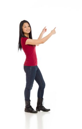 Model isolated pointingの写真素材