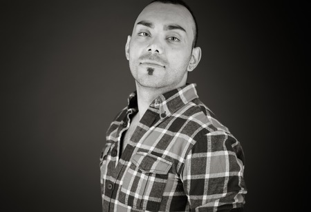 model isolated on plain background back turning aroundの写真素材