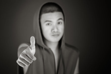 Model isolated positive attitude thumbs up