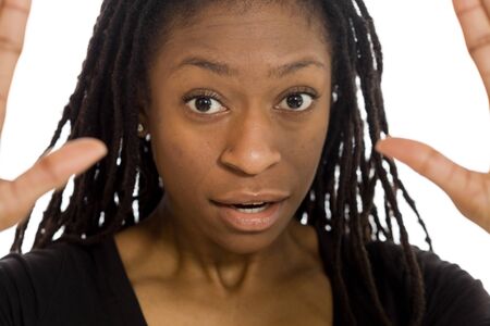 Model isolated stop sign with handの写真素材