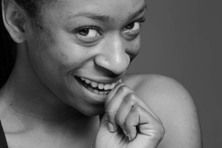 Model nervous biting nailsの写真素材