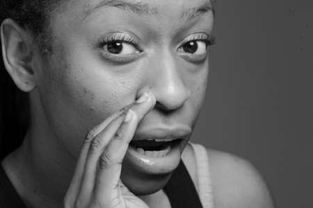 Model isolated talking shouting voiceの写真素材