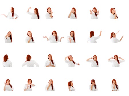Collage of different facial expressionsの写真素材