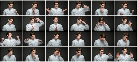 Collage of different facial expressionsの写真素材