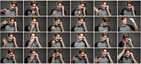 Collage of different facial expressionsの写真素材