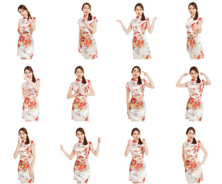 Collage of different facial expressionsの写真素材