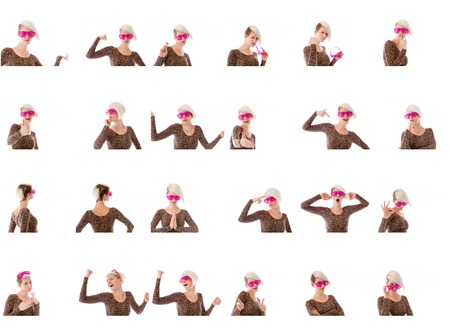 Collage of different facial expressionsの写真素材