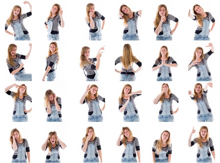 Collage of different facial expressionsの写真素材