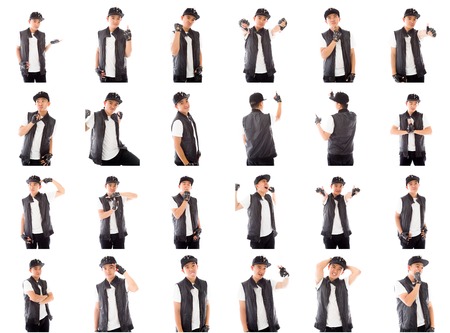 Collage of different facial expressionsの写真素材