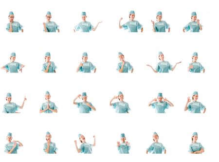 Collage of different facial expressionsの写真素材