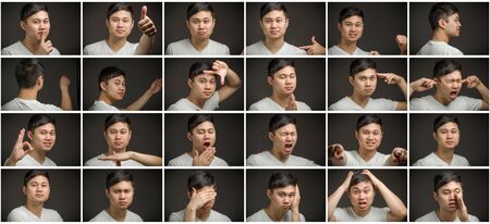 Collage of different facial expressionsの写真素材