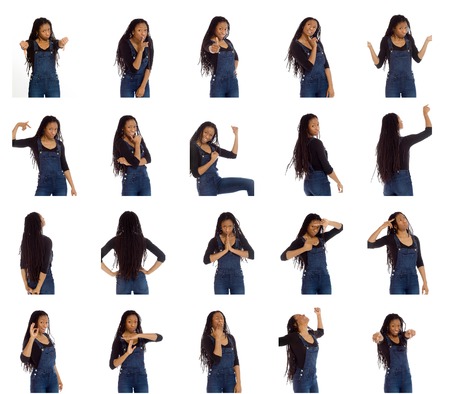 Collage of different facial expressionsの写真素材