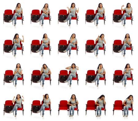 Collage of different facial expressionsの写真素材